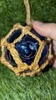 3  Hand Blown Cobalt Blue Glass Fishing Float Buoy Ball In Hanging Net