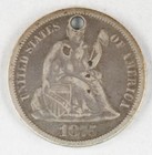 1875 Seated Liberty Dime Love Token Ornate Initials Cw