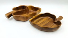 Vintage Set Of 2 Leaf Shaped Monkey Pod Wood Bowls