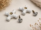 Vintage Porcelain Faucet Handles Hot Cold Sink Knobs Salvaged Pair