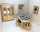 Dollhouse Miniature 1 12 Complete Dining Room Set Table Chairs Hutch Ooak 26 Pcs
