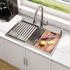 Quikore 33x22 Drop In Workstation 16 Gauge Stainless Steel Handmade Kitchen Sink