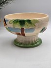 Vintage Ceramic Orchids Of Hawaii Pedestal Bowl Hula Girl Japan Tiki Bar Decor 