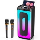 Portable Karaoke Machine With 2 Wireless Mics Bluetooth Party Speaker For Adults