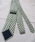 Nautical All Silk  Tie Necktie Geometric Navy Blue Bright Green Plaid 60 X 3 1 2
