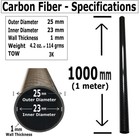  1  Karbxon - Carbon Fiber Tube - Black - 25mm X 23mm X 1000mm - Hollow Carbo   