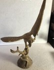 Vintage 80   s Solid Brass Hawk With Snake - Tree Figure   Made In India