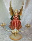 Vintage Christmas Praying Blonde Herald Angel Four Candle Holder Candelabra