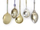 Lot Of 5 Silver Enamel Cloisonn     Champlev   Souvenir Spoons Europe 