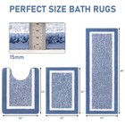 3-piece Ultra Soft Non-slip Bathroom Rug Set  Microfiber Bath Mats  Blue