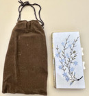 Vintage Floral Pattern Pill Box Hinged 7 Day Schedule New With Brown Velvet Bag