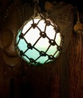Tiki Bar Glass Float Light Lamp 10    Real Drilled Vintage Japanese Fishing Ball 