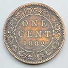 1882 H Canada Large One Cent - 1c - Bronze Canadian Penny - Free Shipping