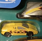 Hot Wheels Super Race Rigs 1 64 Truck Set W  Yellow Car   Silver Rig Trailer