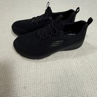 Skechers Memory Foam Wide Fit Womens Sneakers Black Mesh Bungee Slip On Shoes