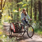2-in-1 Child Bike Traile Baby Stroller With Brake Storage Bag Flag Reflectors