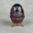 Vtg Lot Of 4 Footed Egg Shaped Jewelry Trinket Boxes With Hinged Lid