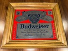 Vintage Budweiser King Of Beers  Wood Framed Beer Bar Mirror 12 75in  X 11in 