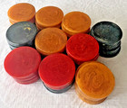 100 Bakelite  catalin  Poker Chips - Red  Blue   Amber Swirled  1 5 Inch Diam 
