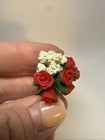 Dollhouse Miniature 1 12 Scale Red Roses   Baby   s Breath Bouquet In Vase Artisan