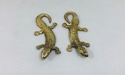 Vintage Pair Solid Brass Salamanders   Lizards 3    Geckos