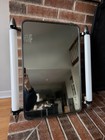 Vtg 1950 s Mcm Metal Medicine Cabinet Bathroom Bullet Lights Glass Shelves Parts