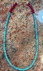 Native American Mexican Turquoise Heishi Necklace  Rubies   Moonstone
