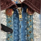 Vintage Upcycled Denim Vest Beaded Embellished Folk Art Western Boho Size L