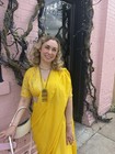 Women L Yellow Vidisha Gary Sequin Embroidered Blouse Georgette Pre Draped Saree