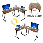 L Shaped Desk Corner Computer Gaming Laptop Table Workstation Home Office Brown