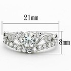 Ladies Cz Ring Solitaire Accents Silver Pretty Stainless Steel Tiara Fancy 483
