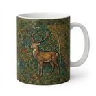 William Morris Style Art Nouveau Stag Owl Ceramic Coffee Mug 11oz Vintage Forest