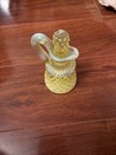Vintage Fenton Vaseline Topaz Opalescent Hobnail Uranium Glass Cruet W stopper