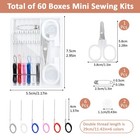 60 Boxes Mini Sewing Kit Bulk  Travel Sewing Kit With Pre Threaded Needles  S   