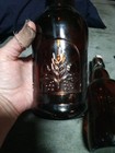 2 Old Vintage Grolsch Amber Brown Beer Bottles With Porcelain Swing Top Lids