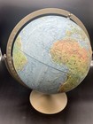Vintage Replogle Land   Sea 12 Inch World Portrait Globe With A Metal Base