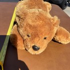 Aurora Plush Teddy Bear Tan Golden Laying Stuffed Animal 17 Inch Soft Toy