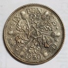 1930 United Kingdom 6 Pence Silver Coin