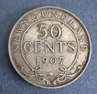 1907 Newfoundland Canada 50 Cents Silver Coin - Xf