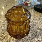 Vintage Le Smith Amber Moon   Stars Fairy Lamp     2 Piece Glass Candle Lamp