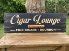 Cigar Lounge Whiskey Bar Bourbon  Wood Sign Carved Rustic Tavern Antique Look