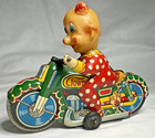 Haji Clown Town Friction Drive Motorcycle Vintage Toy Japan  wheel Shaft Bent 