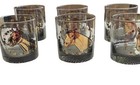 Triple Crown Winners Set Of 6 Whiskey Glasses Smoke Color Gold Print