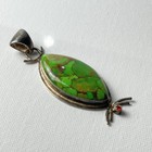 Vintage Navajo Style Southwestern Sterling Silver 925 Green Turquoise Pendant