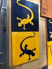 Mexican Talavera Ceramic Tiles Featuring Yellow And Blue Geckos Or Lizards