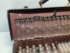 Antique Leather Traveling Doctors Apothecary Bag W  Many Glass Vials   Tools