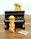 Porcelain Hinged Trinket Box Dogs Playing Piano