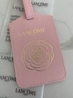 2 X Lancome Luggage Suitcase Tags Pink Faux Leather With Gold Accent Lot Set New