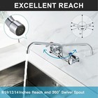 Commercial Sink Faucet Swivel Spout 8  Center Wall Mount Kitchen Faucet Chrome