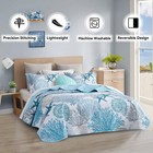 Tritard 3 Piece Coastal Quilt Sets Full queen Size - Reversible Microfiber Qu   